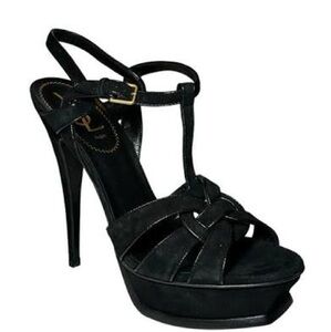 Saint Laurent Tribute Black Platform Heels Sandals size 41, usa 10